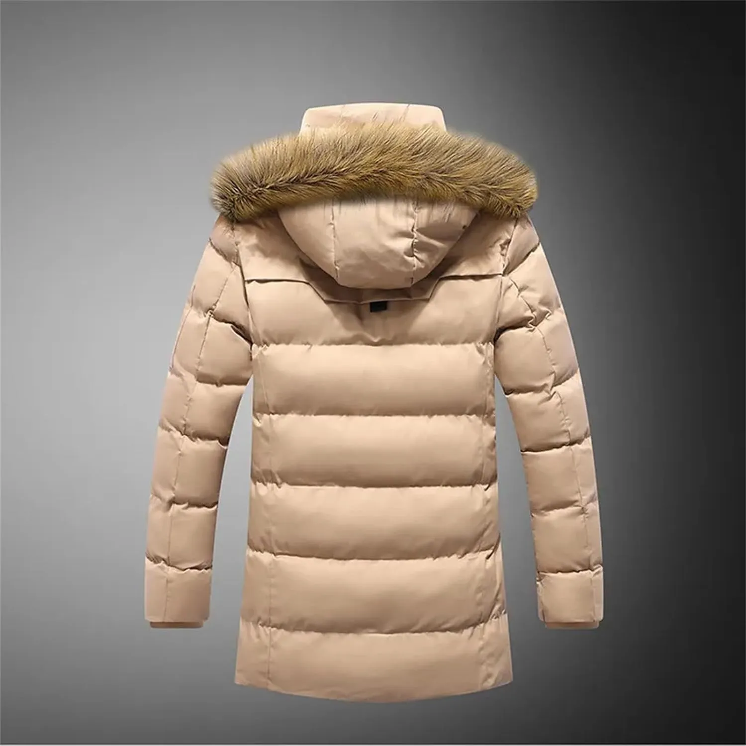 Men's Winter Warm Thick Jacket Hooded Fleece Parkas Male Casual Windproof Fur Collar Coat Male Cotton-Padded Overcoat