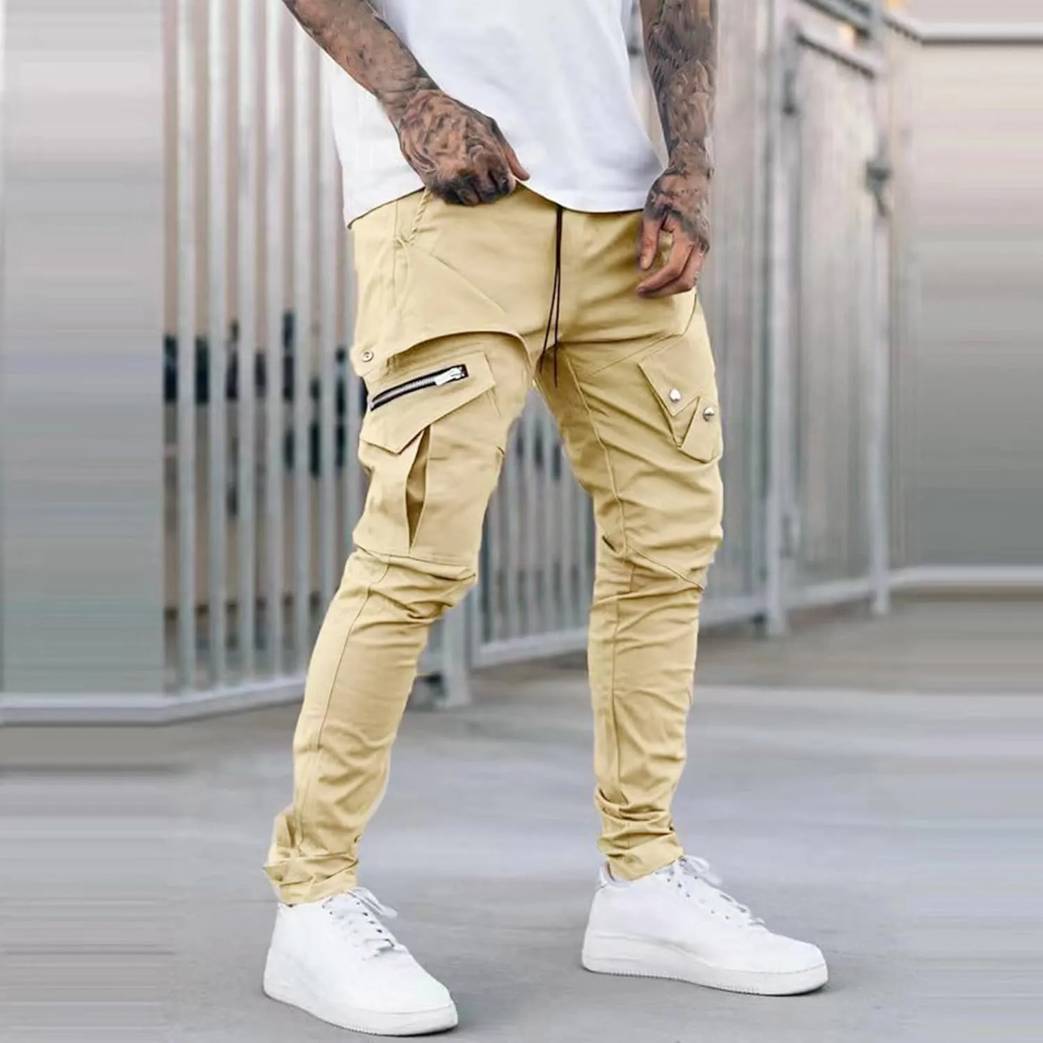 Mens Workout Cargo Sweatpants Men's Winter Fleece Pants Sherpa Lined Warm Sweatpants Active Running Jogger Outdoor