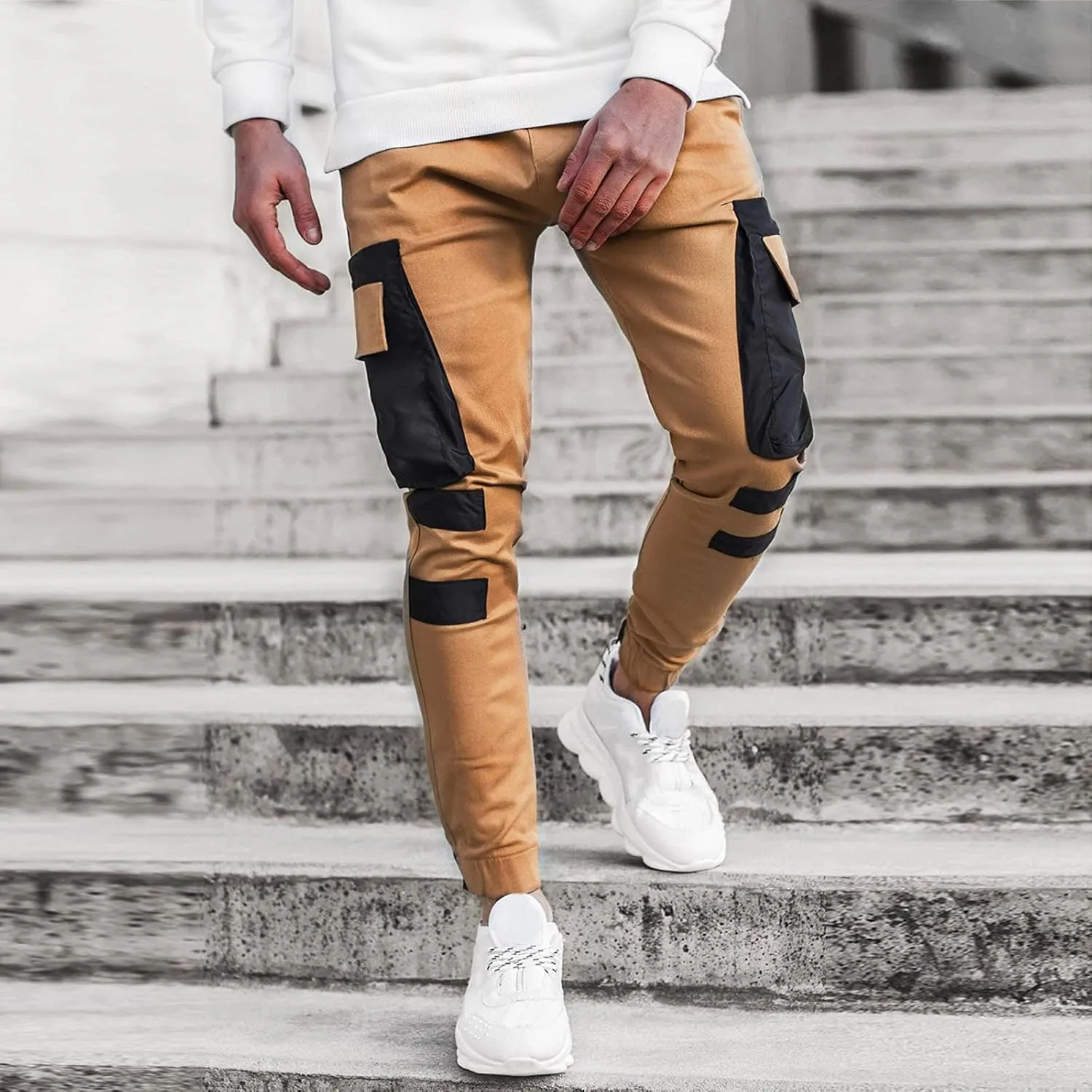 Mens Workout Cargo Sweatpants Pant Men Pants Hiking Athletic Mens Cargo Pants Outdoor Hiking Trouser Multi Pockets
