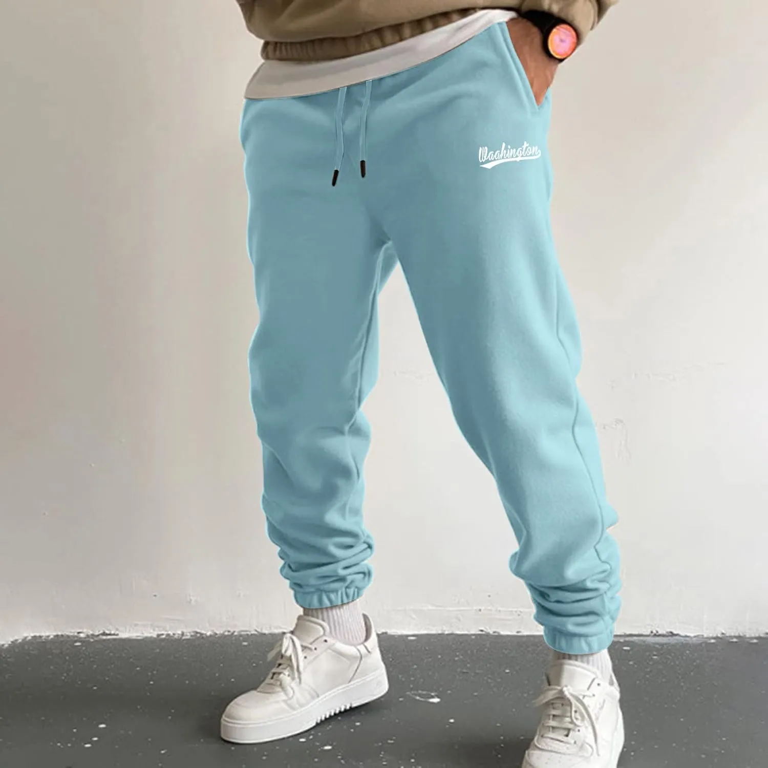 Mens Workout Cargo Sweatpants Sports Pant Men's Cargo Pants Elastic Waist Joggers Solid Casual Multi Pockets Outdoor
