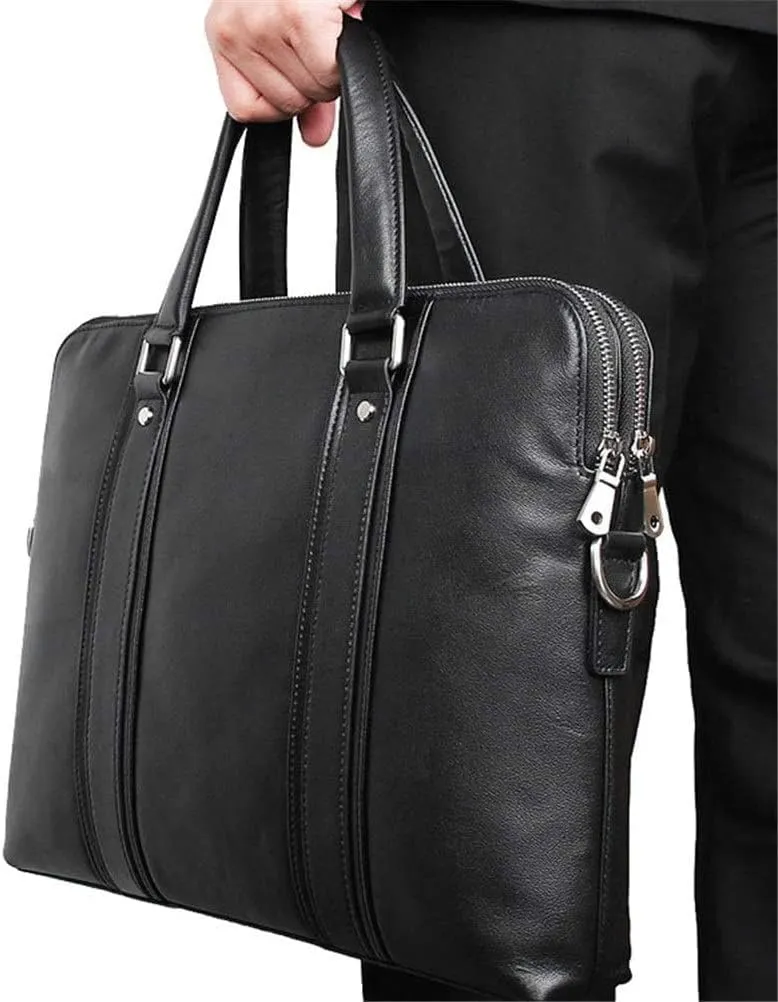 Messenger Bag Waterproof Vintage Leather Briefcase Large Satchel Shoulder Bag 15 Inch Laptop Computer Bag