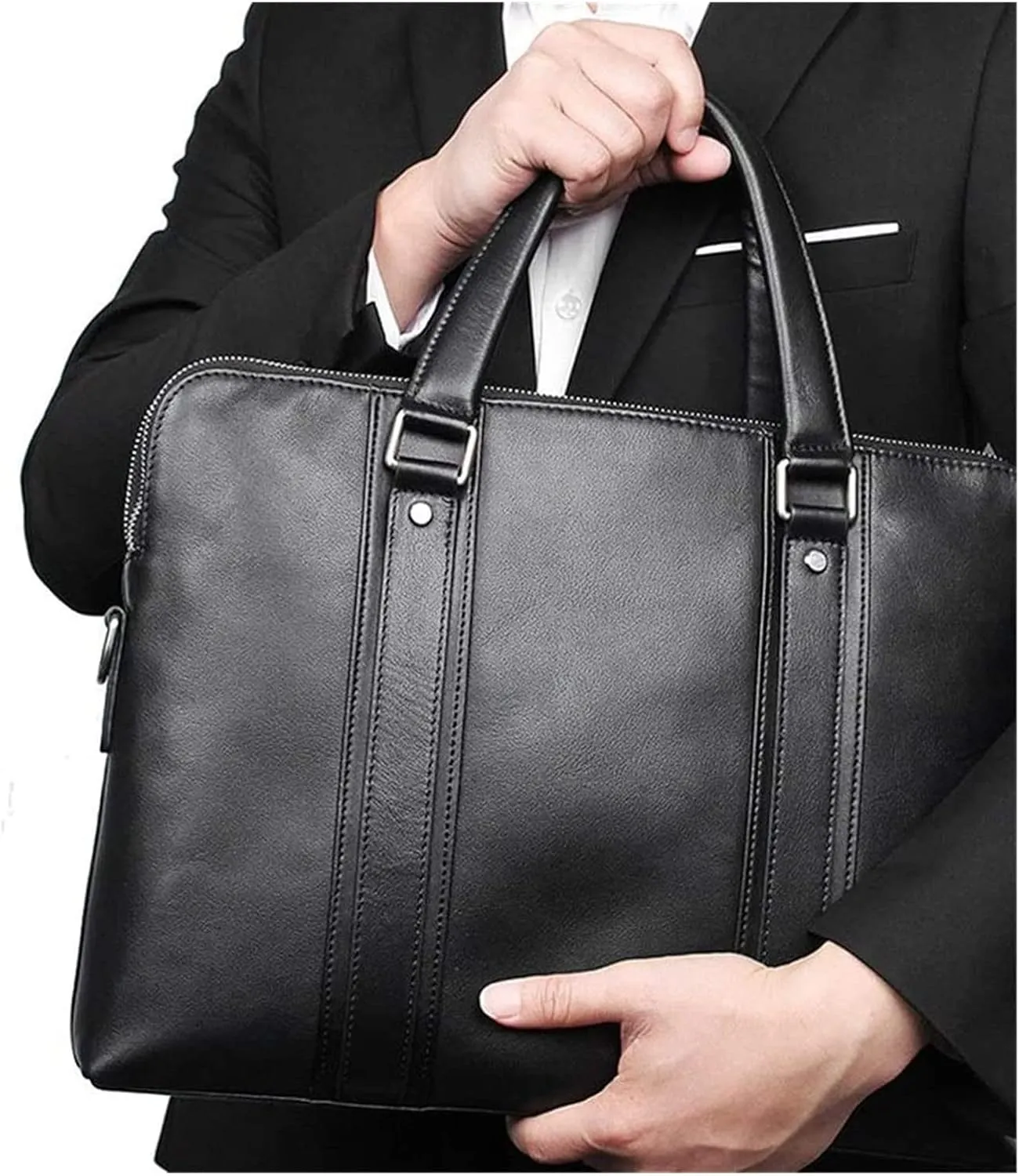 Messenger Bag Waterproof Vintage Leather Briefcase Large Satchel Shoulder Bag 15 Inch Laptop Computer Bag