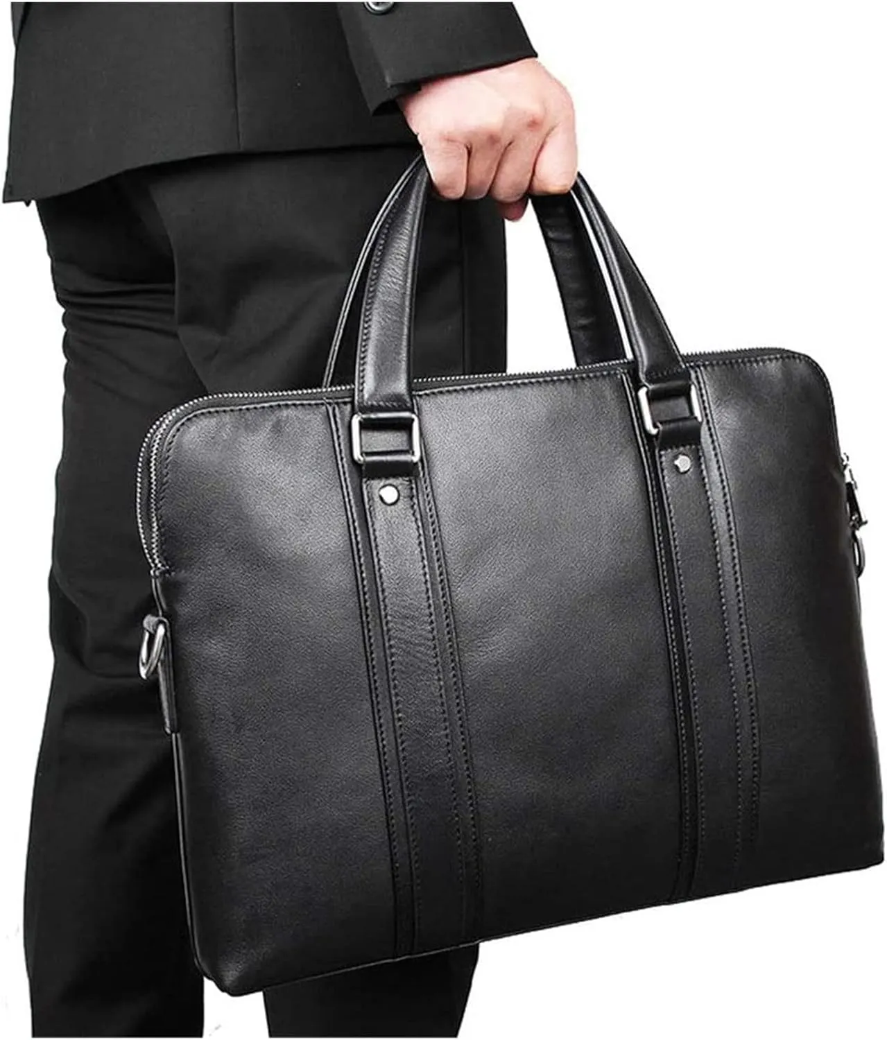 Messenger Bag Waterproof Vintage Leather Briefcase Large Satchel Shoulder Bag 15 Inch Laptop Computer Bag