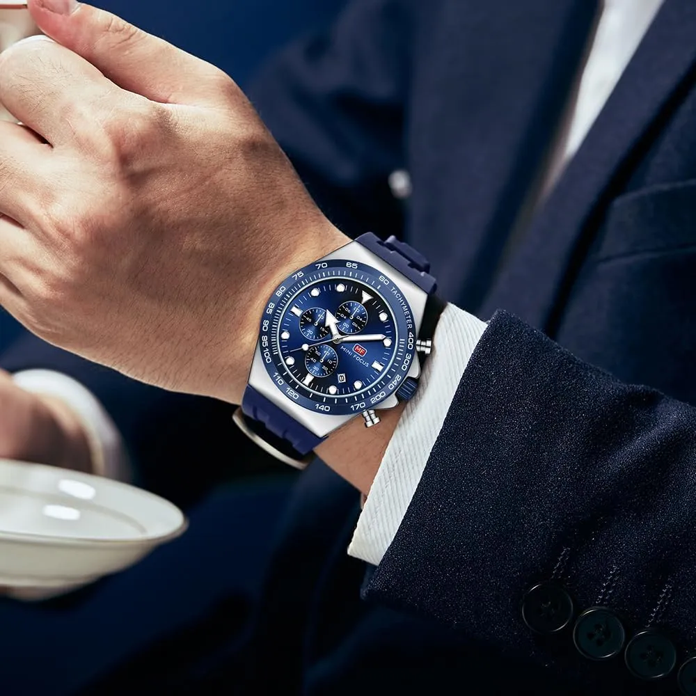 Mini Focus Men Watches Business Casual Wrist Watch (Chronograph/Waterproof/Luminous/Calendar) Silicon Band Fashion Watches for Men