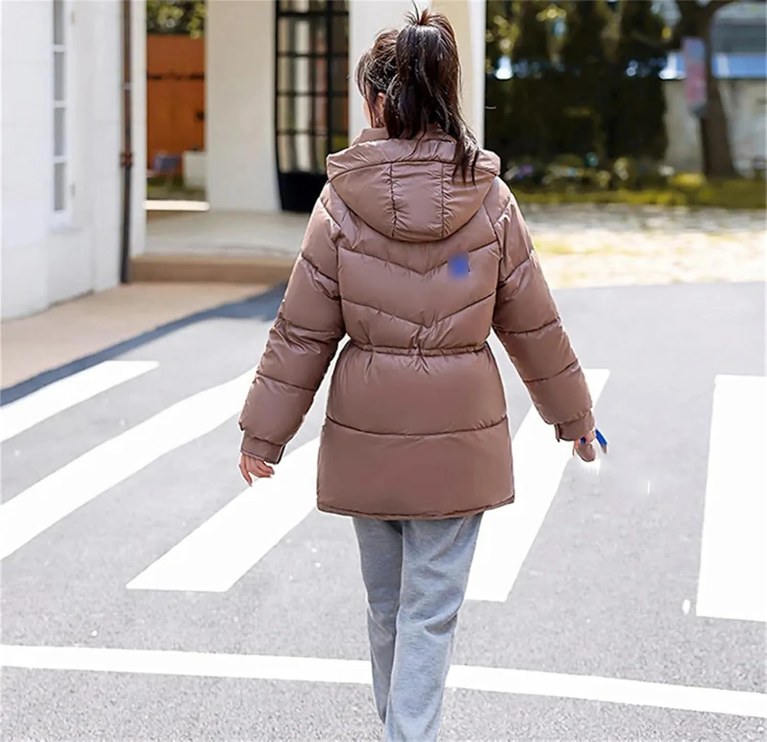 Mnjyihy Women Glossy Down Cotton Coat Winter Warm Down Jacket Parkas Thick Warm Cotton-Padded Coat Outwear