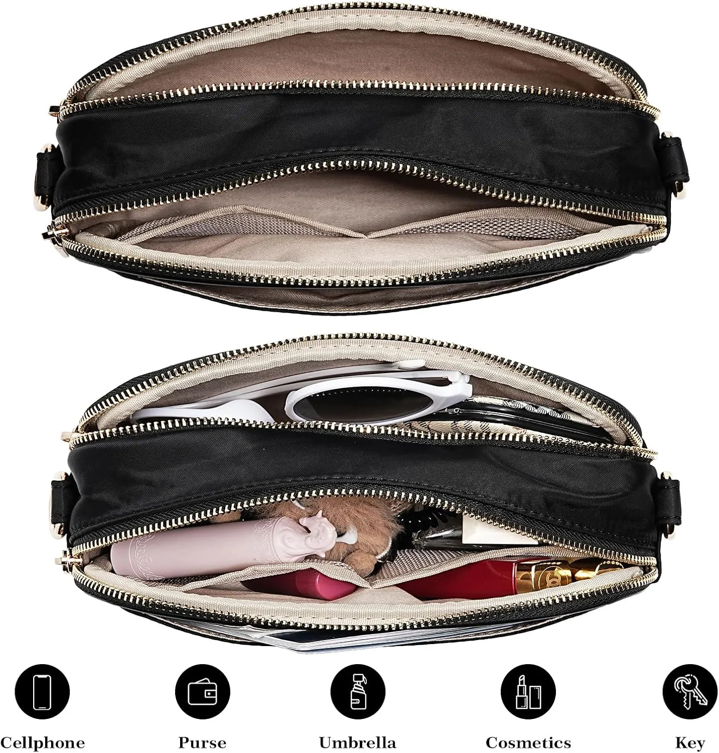 molshine Small Crossbody Bags,Nylon Shoulder Bag,Waterproof Waist Packs with Adjustable Strap for Men Women Traveling Workout