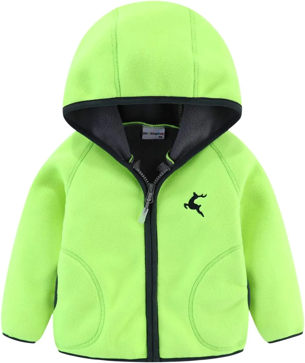 Mud Kingdom Boys Girls Fleece Jackets with Hood Outerwear Long Sleeve Deer Pattern Zipper Tops