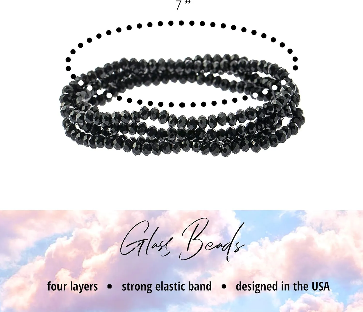NTLX Multi Strand Beaded Stackable Stretch Bracelets for Women  Bohemian Boho Style Bracelets  Beautifully Faceted Glass Beads  Multi Layered Statement Bangles