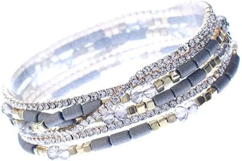 NTLX Multi Strand Beaded Stackable Stretch Bracelets for Women  Bohemian Boho Style Bracelets  Multi Color Layered Statement Bangles