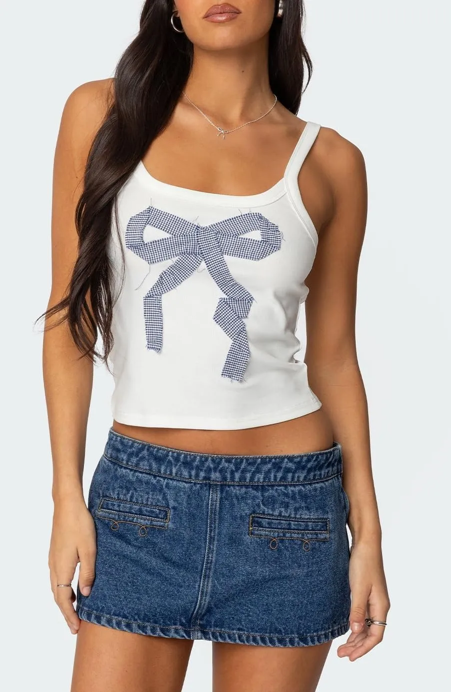 NUFIWI Women Graphic Tank Top Spaghetti Strap Embroidered Crop Tops Sleeveless Cute Baby Tee Y2k Jersey Camisole