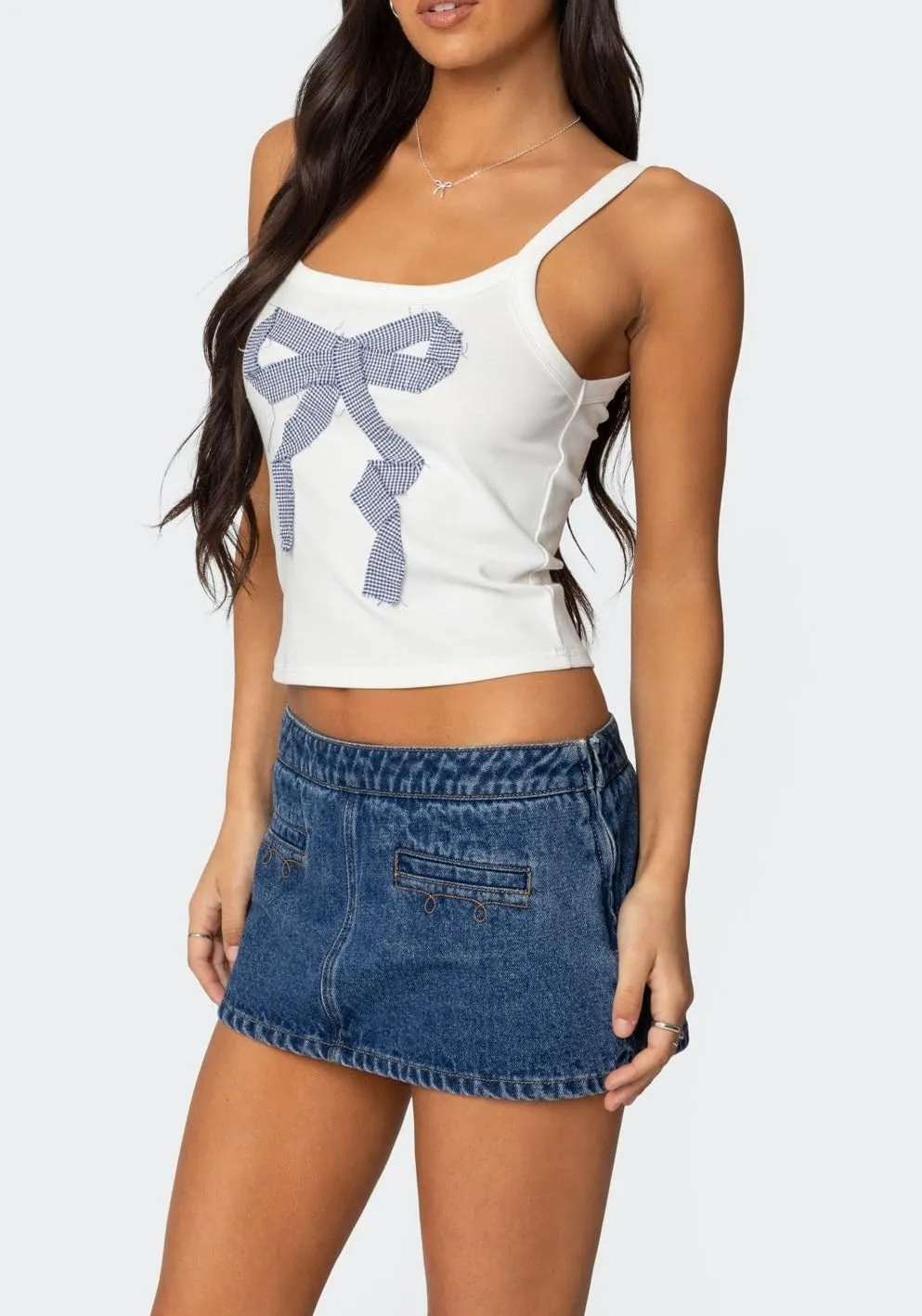 NUFIWI Women Graphic Tank Top Spaghetti Strap Embroidered Crop Tops Sleeveless Cute Baby Tee Y2k Jersey Camisole