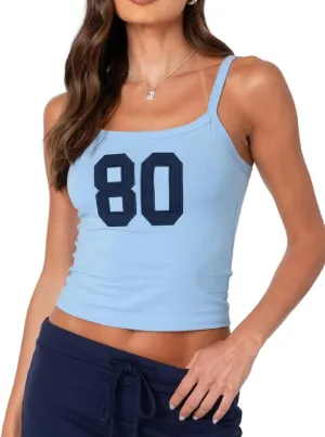 NUFIWI Women Graphic Tank Top Spaghetti Strap Embroidered Crop Tops Sleeveless Cute Baby Tee Y2k Jersey Camisole