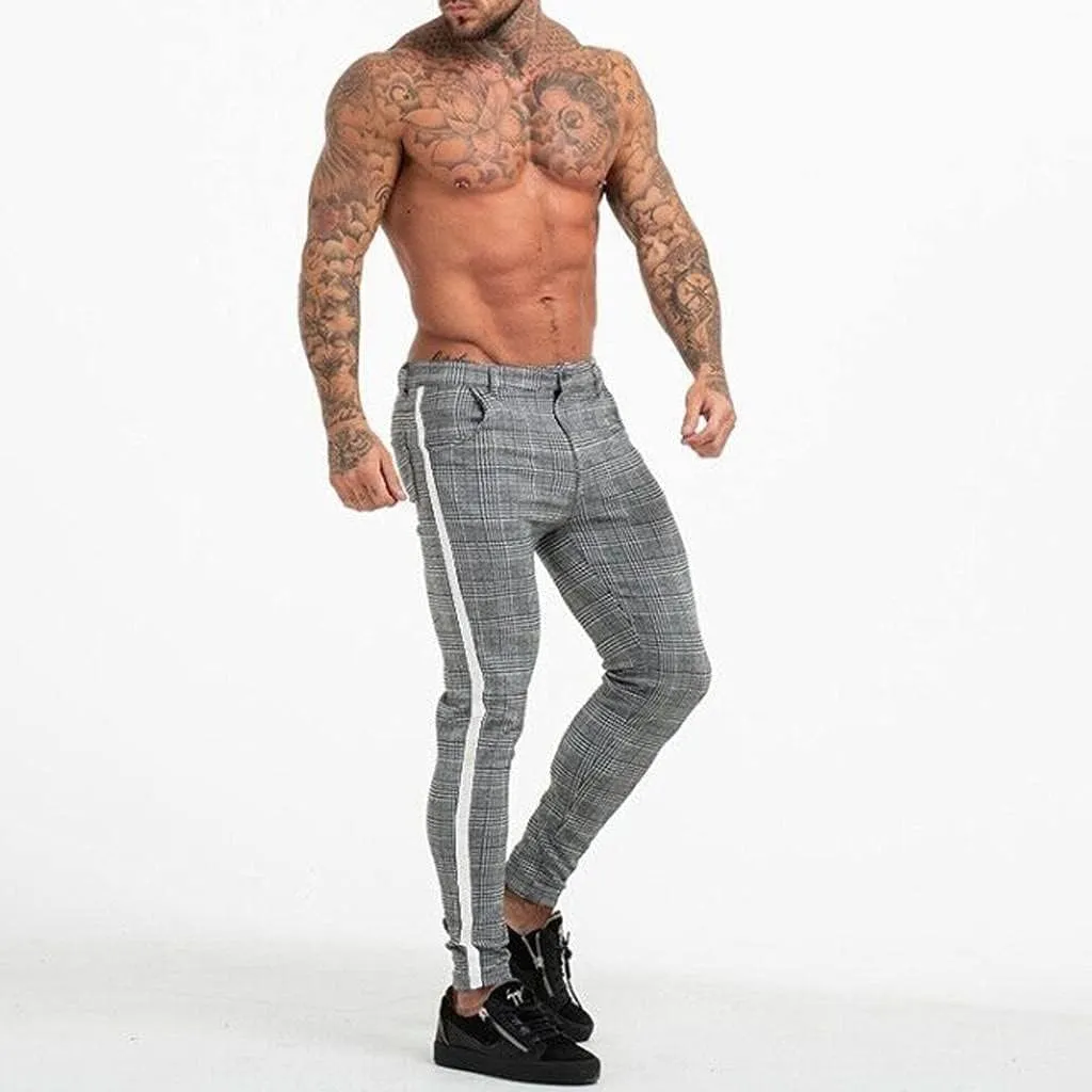 Nyybw Mens Chinos Casual Pants - Slim Fit Stretch Plaid Dress Pants Lightweight Skinny Long Pants Business Golf Dress Pants