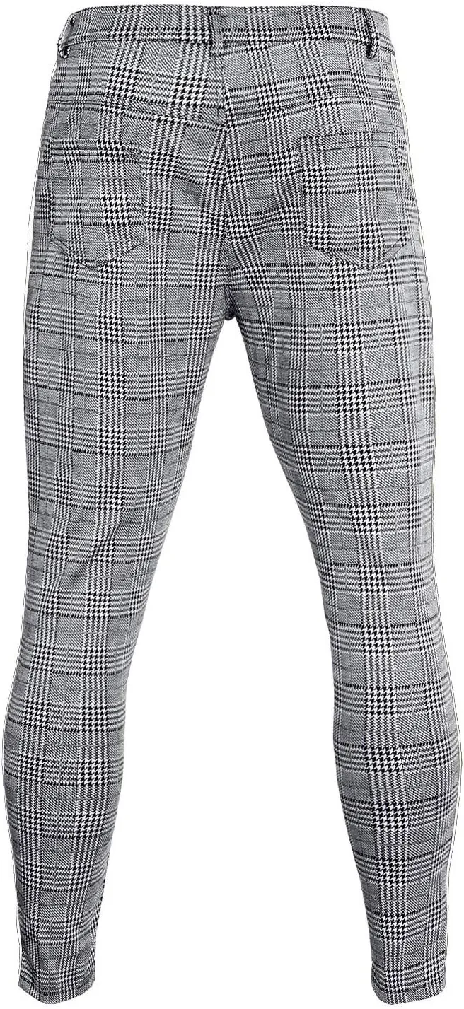 Nyybw Mens Chinos Casual Pants - Slim Fit Stretch Plaid Dress Pants Lightweight Skinny Long Pants Business Golf Dress Pants