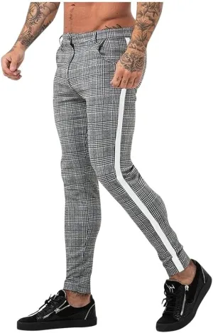 Nyybw Mens Chinos Casual Pants - Slim Fit Stretch Plaid Dress Pants Lightweight Skinny Long Pants Business Golf Dress Pants