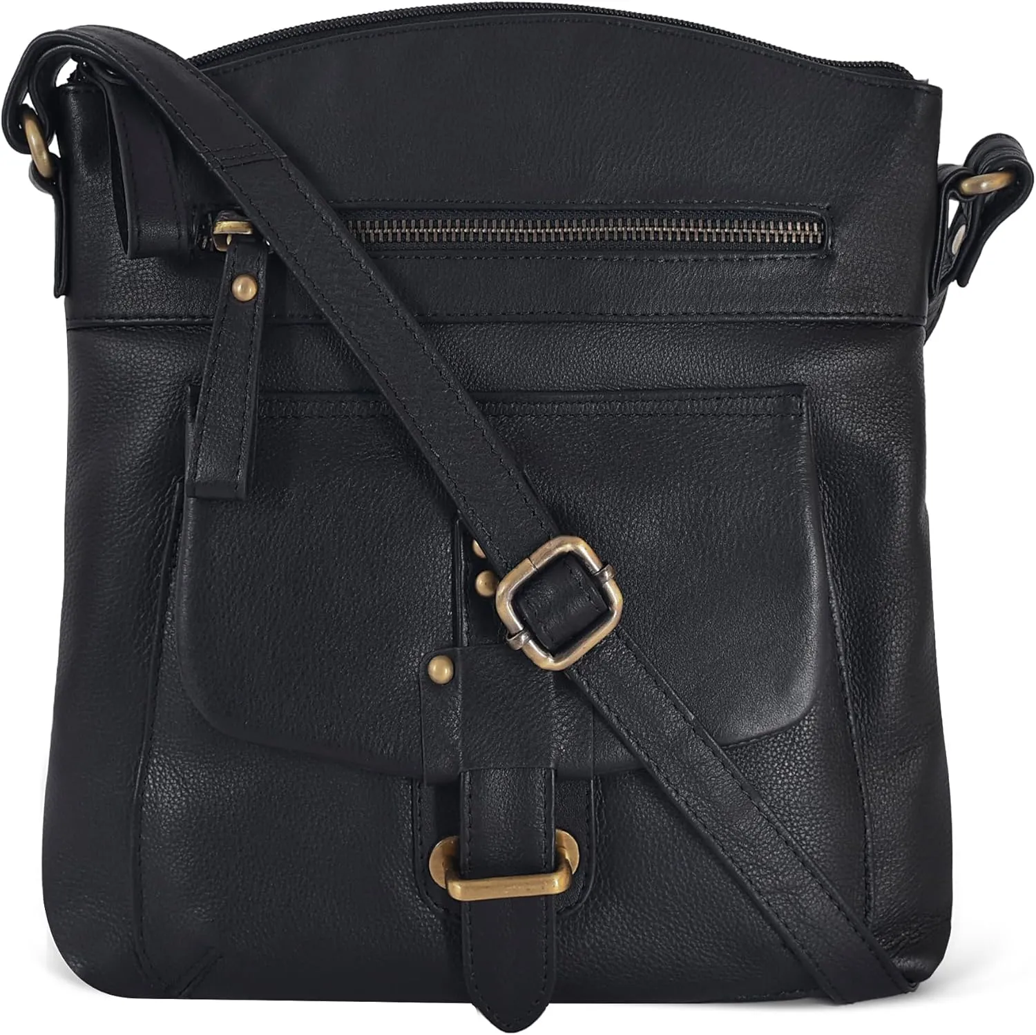 Oak Leathers Leather Crossbody Bag For Women With Adjustable Sling Strap - Medium Size Crossover Shoulder Handbag Purse