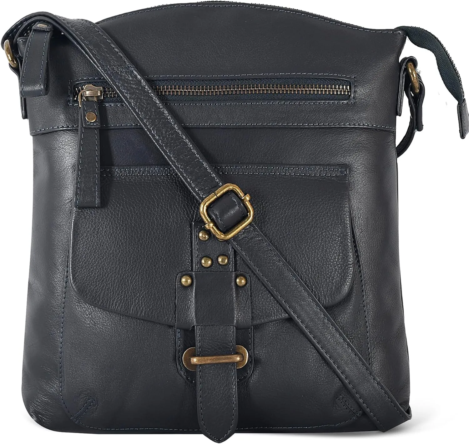 Oak Leathers Leather Crossbody Bag For Women With Adjustable Sling Strap - Medium Size Crossover Shoulder Handbag Purse