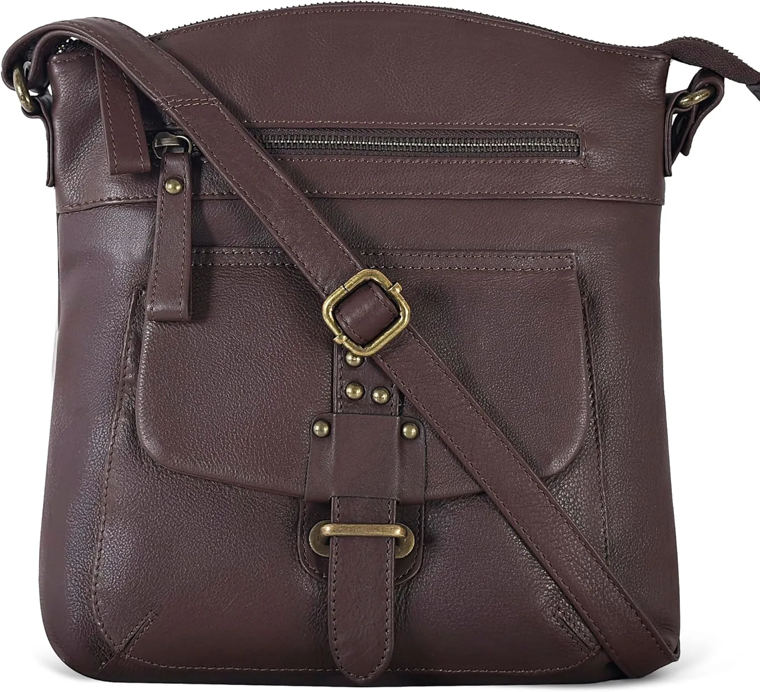 Oak Leathers Leather Crossbody Bag For Women With Adjustable Sling Strap - Medium Size Crossover Shoulder Handbag Purse