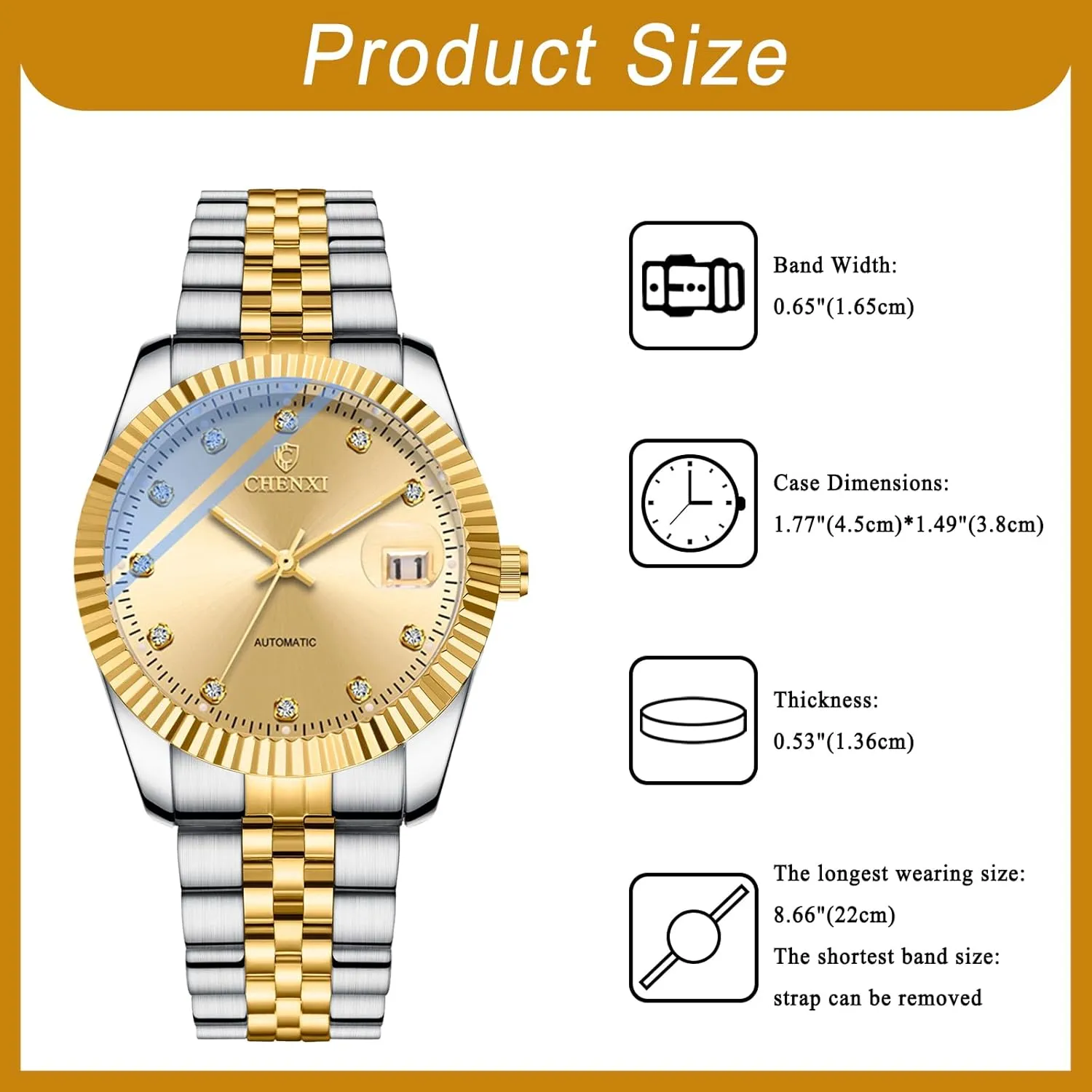 OIDEA Automatic Watches for Men: Luxury Rhinestone Diamond Round Dial Self Winding Mechanical Business Dress Watch Stainless Steel Waterproof Luminous Day Date Wrist Watch