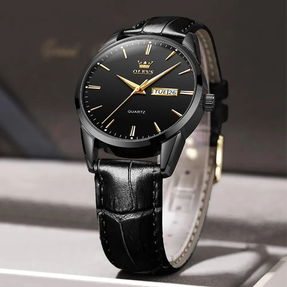 OLEVS Amazon Watches,Brown Leather Watch for Men,Men Day Date Watch,Men's Luminous Watch,Dress Watch for Men,Rose Gold Watch for Men,Men's Fashion Quartz Watch,Waterproof Brown Man Watches