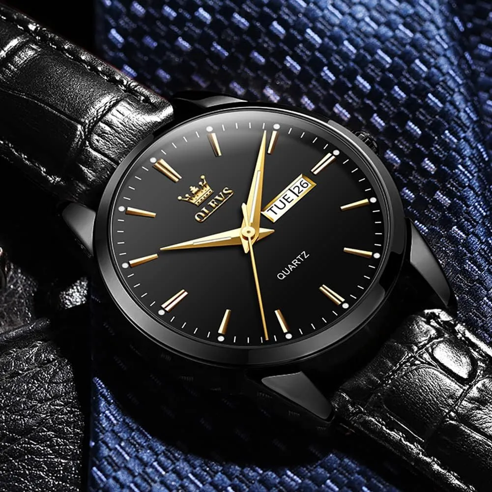 OLEVS Amazon Watches,Brown Leather Watch for Men,Men Day Date Watch,Men's Luminous Watch,Dress Watch for Men,Rose Gold Watch for Men,Men's Fashion Quartz Watch,Waterproof Brown Man Watches