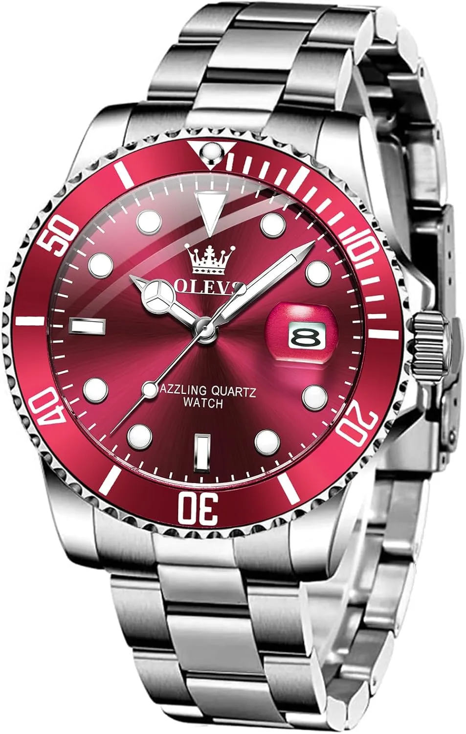 OLEVS Mens Watches, Silver Dress Gold Classic Luxury Big Large Face Waterproof Watches for Men, Analog Two Tone Stainless Steel Men Wrist Watch with Date Relojes De Hombre (Green/Blue/Black Dial