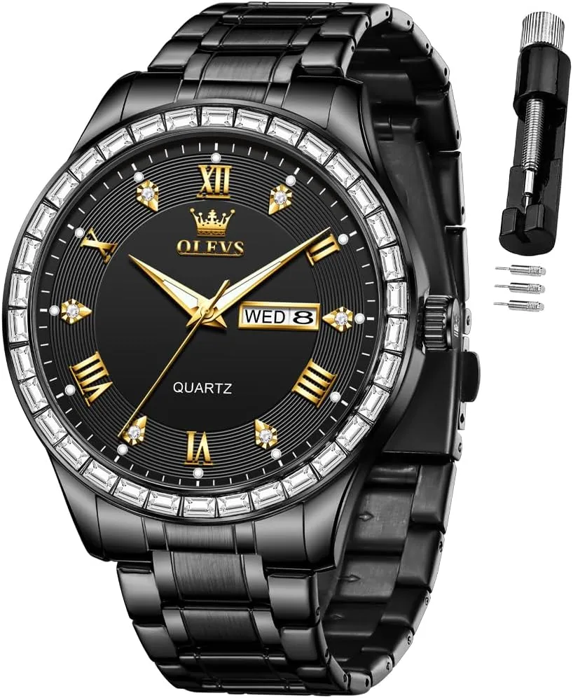 OLEVS Watch for Men Business Dress Analog Quartz Stainless Steel Waterproof Luminous Date Dive Luxury Casual Men Watch Silver Men Wrist Watch