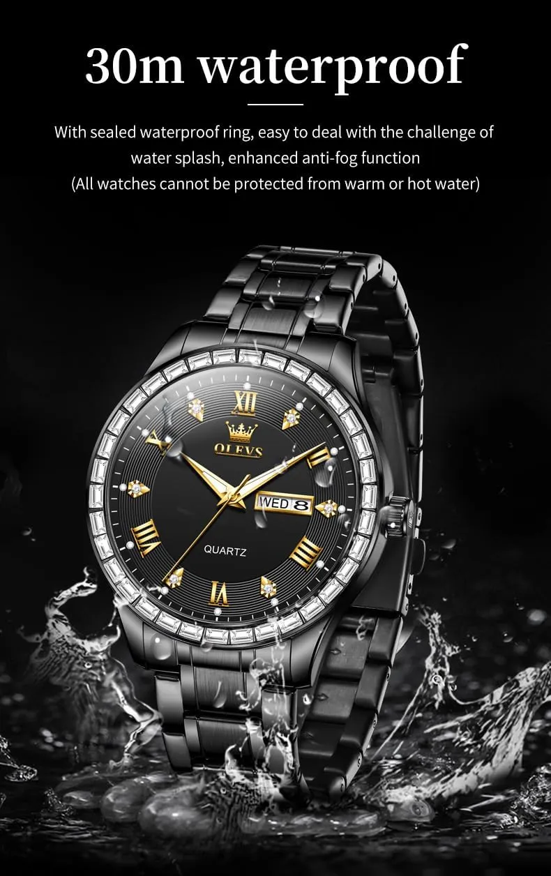 OLEVS Watch for Men Business Dress Analog Quartz Stainless Steel Waterproof Luminous Date Dive Luxury Casual Men Watch Silver Men Wrist Watch