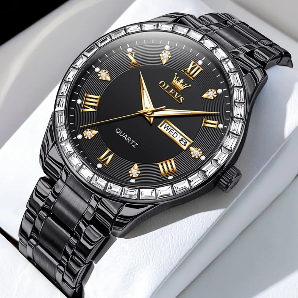 OLEVS Watch for Men Business Dress Analog Quartz Stainless Steel Waterproof Luminous Date Dive Luxury Casual Men Watch Silver Men Wrist Watch