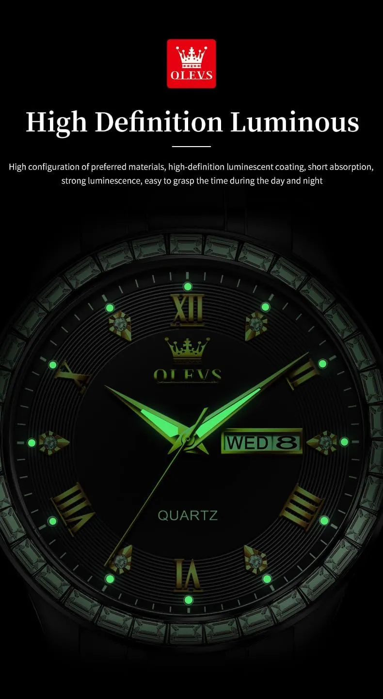 OLEVS Watch for Men Business Dress Analog Quartz Stainless Steel Waterproof Luminous Date Dive Luxury Casual Men Watch Silver Men Wrist Watch