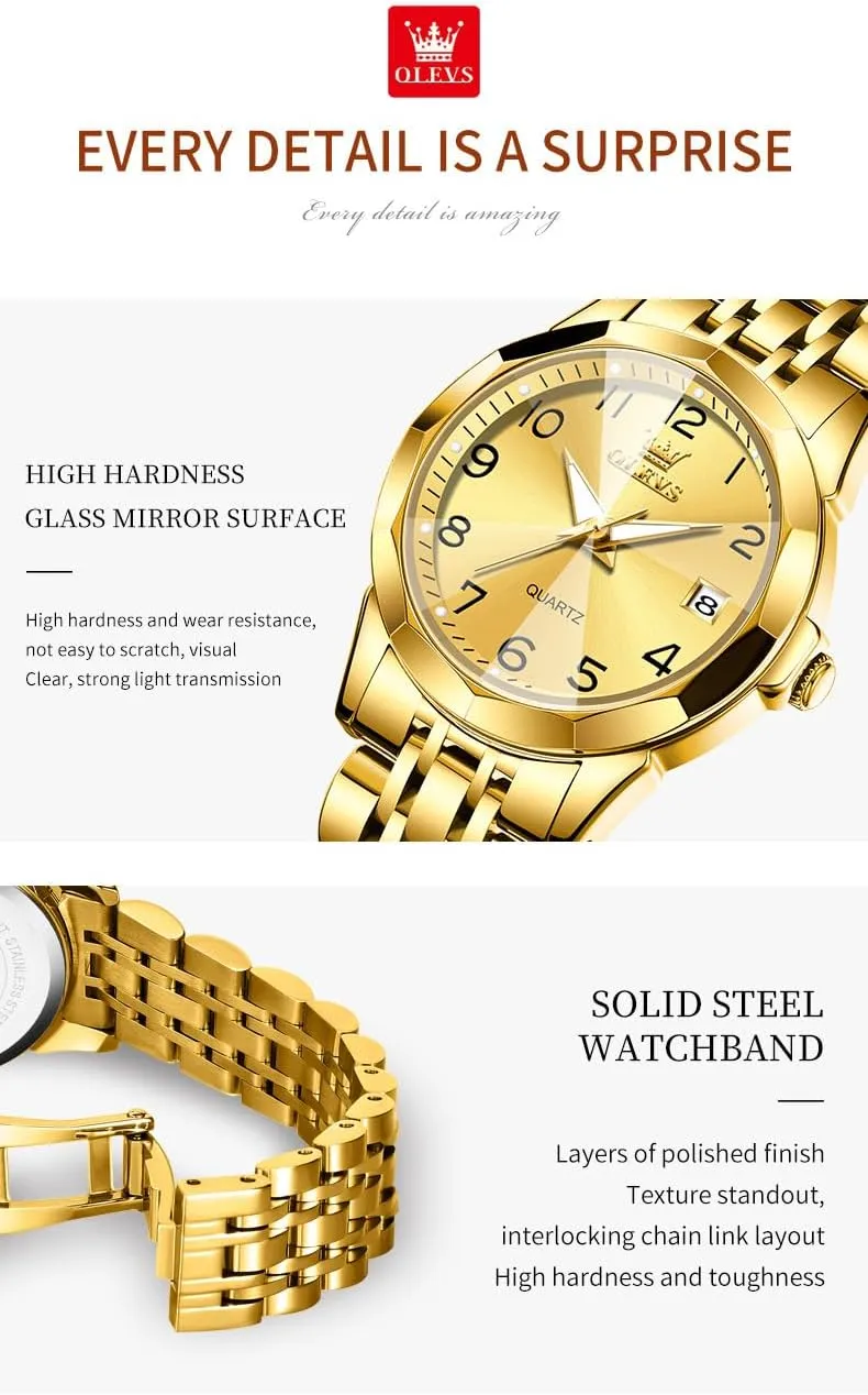 OLEVS Watches for Women Diamond with Date Luxury Leather Female Waterproof Women Wrist Watch Analog Dress Stainless Steel Ladies Watch Luminous Calendar Women Watch Green/Silver/Red Dial