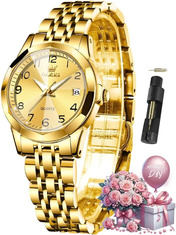 OLEVS Watches for Women Diamond with Date Luxury Leather Female Waterproof Women Wrist Watch Analog Dress Stainless Steel Ladies Watch Luminous Calendar Women Watch Green/Silver/Red Dial