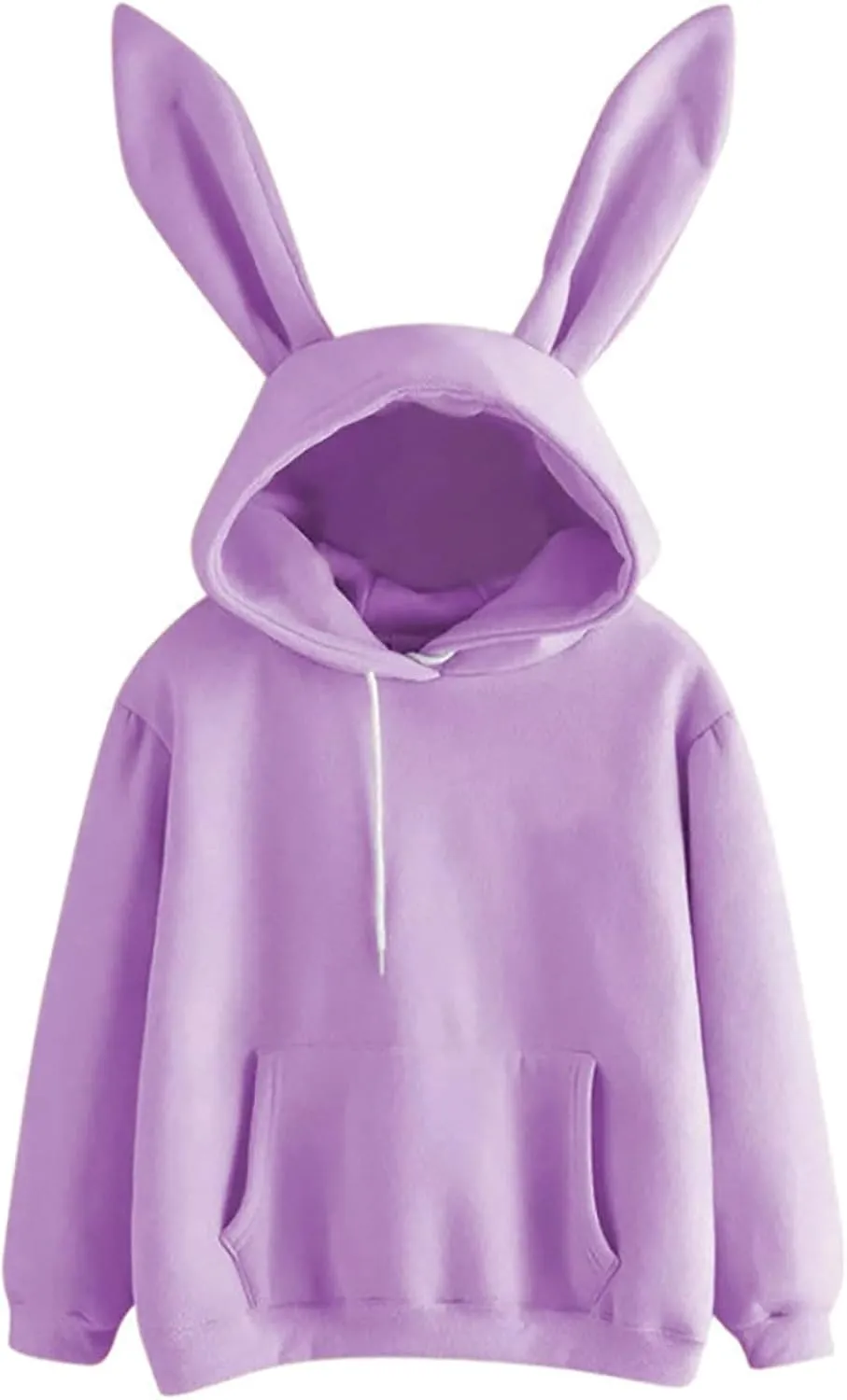 Oplxuo Women Bunny Ear Hoodies Kawaii Pullover Tops Rabbit Ear Sweatshirt with Pocket Cute Animal Hoodie for Teen Girls
