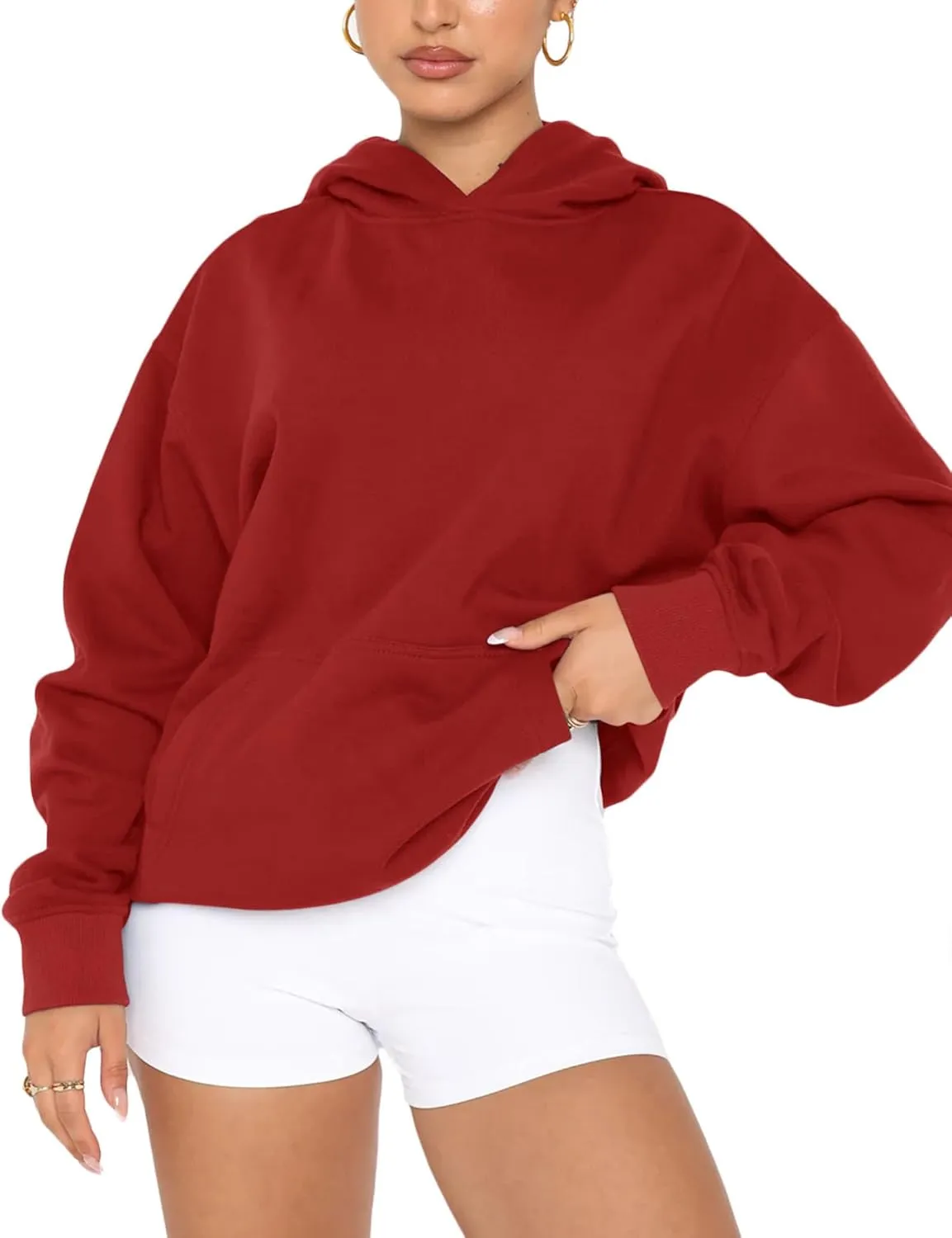 Orchidays Women's Basic Long Sleeve Hoodies Relaxed Fitted Sweatshirts Oversized Pullover Tops with Pocket