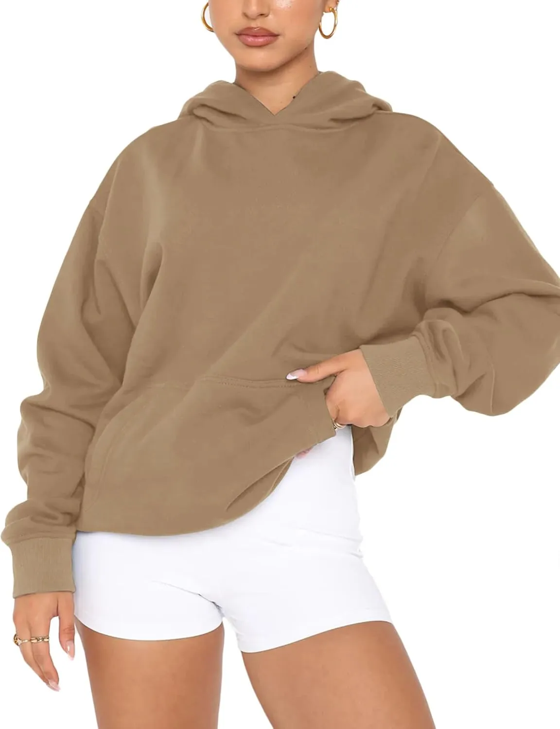 Orchidays Women's Basic Long Sleeve Hoodies Relaxed Fitted Sweatshirts Oversized Pullover Tops with Pocket