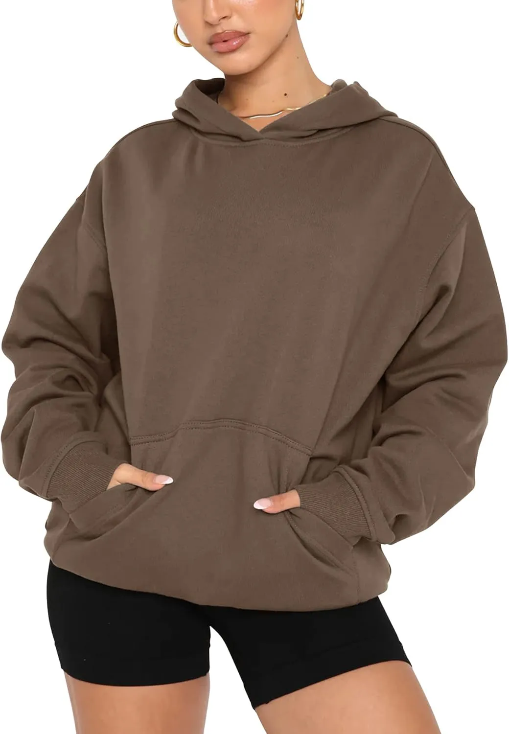 Orchidays Women's Basic Long Sleeve Hoodies Relaxed Fitted Sweatshirts Oversized Pullover Tops with Pocket