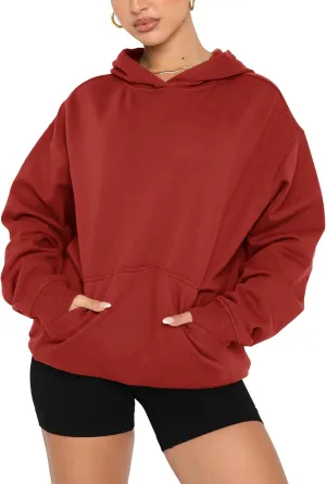 Orchidays Women's Basic Long Sleeve Hoodies Relaxed Fitted Sweatshirts Oversized Pullover Tops with Pocket