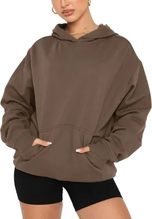 Orchidays Women's Basic Long Sleeve Hoodies Relaxed Fitted Sweatshirts Oversized Pullover Tops with Pocket