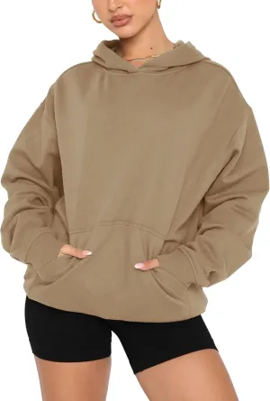Orchidays Women's Basic Long Sleeve Hoodies Relaxed Fitted Sweatshirts Oversized Pullover Tops with Pocket