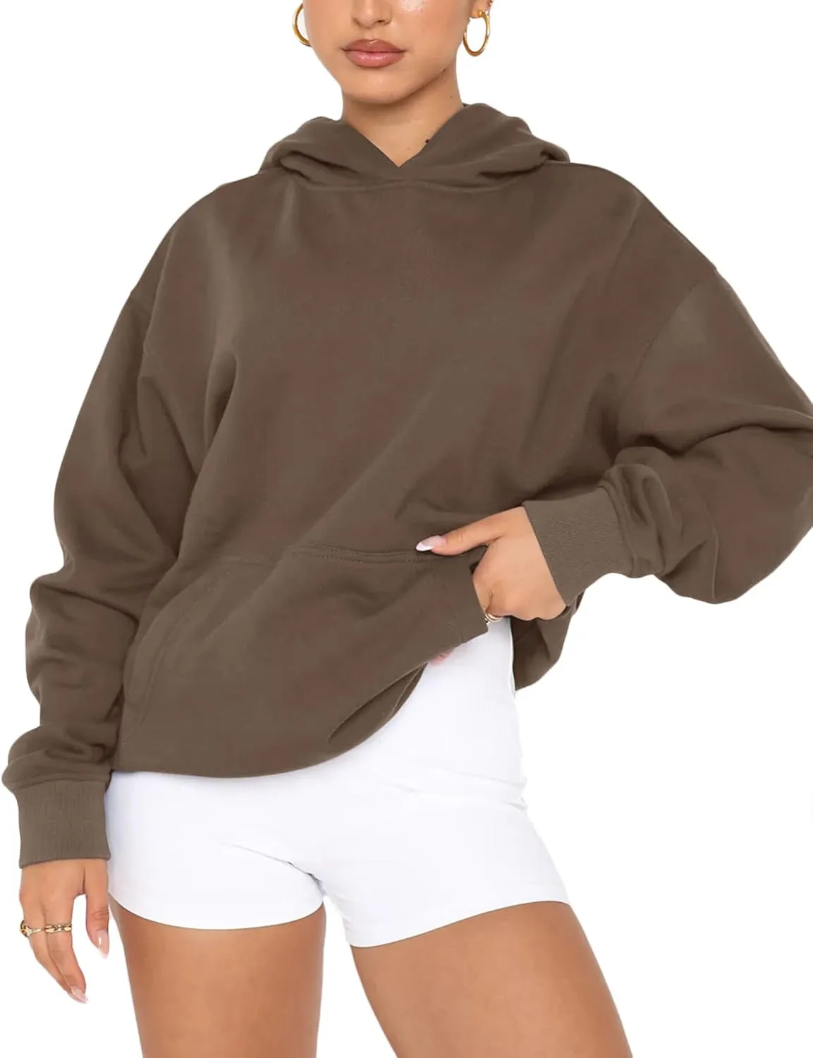 Orchidays Women's Basic Long Sleeve Hoodies Relaxed Fitted Sweatshirts Oversized Pullover Tops with Pocket