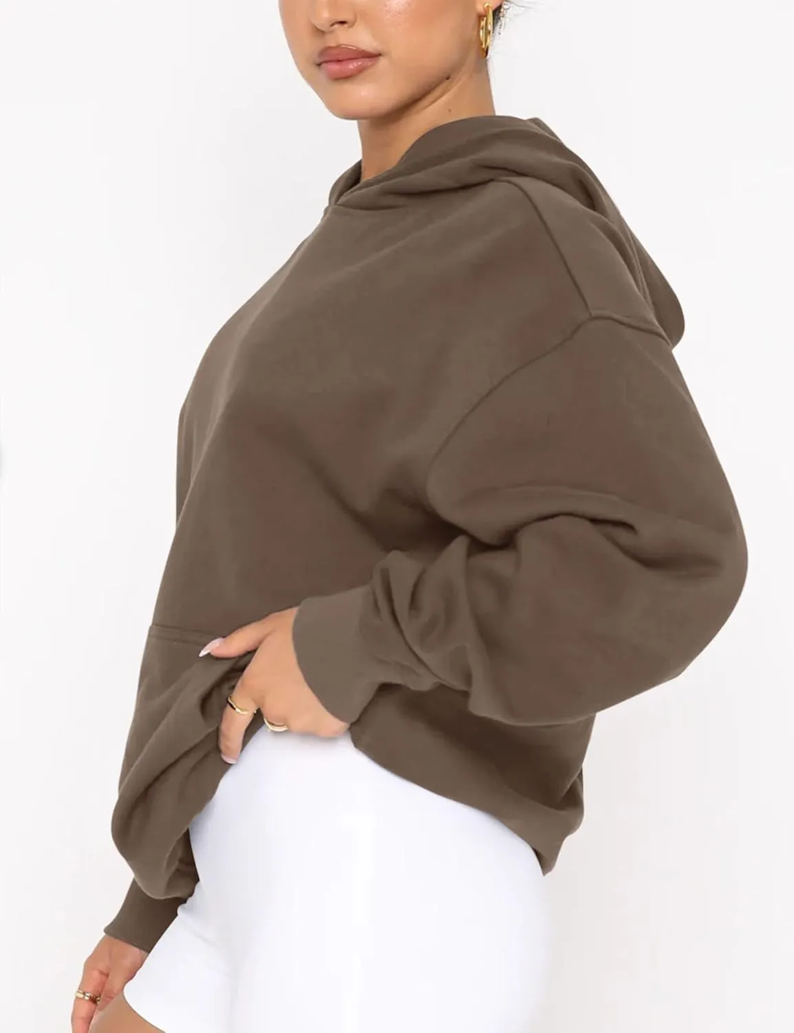 Orchidays Women's Basic Long Sleeve Hoodies Relaxed Fitted Sweatshirts Oversized Pullover Tops with Pocket