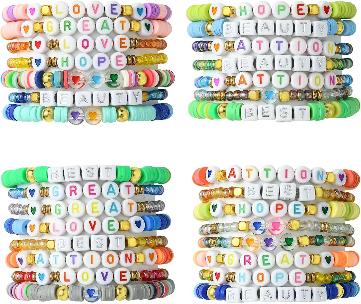 Ornaland 30 Pcs Clay Bracelets Boho Bracelets Surfer Bracelets Seed Bead Bracelet Stackable Elastic Bracelet Set Handmade Women Gift Jewelry