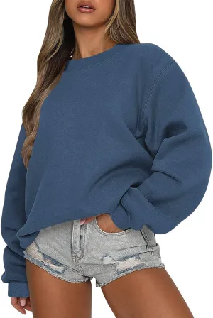 Oversized Hoodie Women Autumn Winter Tops Women's Long Sleeve Sweatshirt Casual Crewneck Loose Fit Pollover Fleece