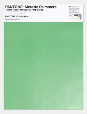 Pantone Metallic Shimmers Textile Paper Metallic Sheet 20-0179 Leprechaun Dust