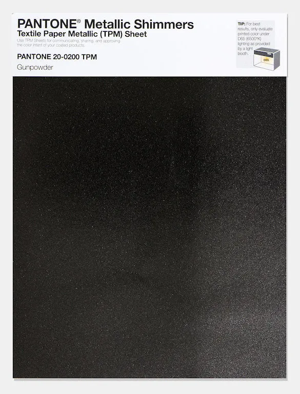 Pantone Metallic Shimmers Textile Paper Metallic Sheet 20-0200 Gunpowder