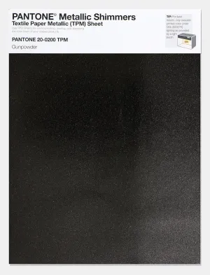 Pantone Metallic Shimmers Textile Paper Metallic Sheet 20-0200 Gunpowder