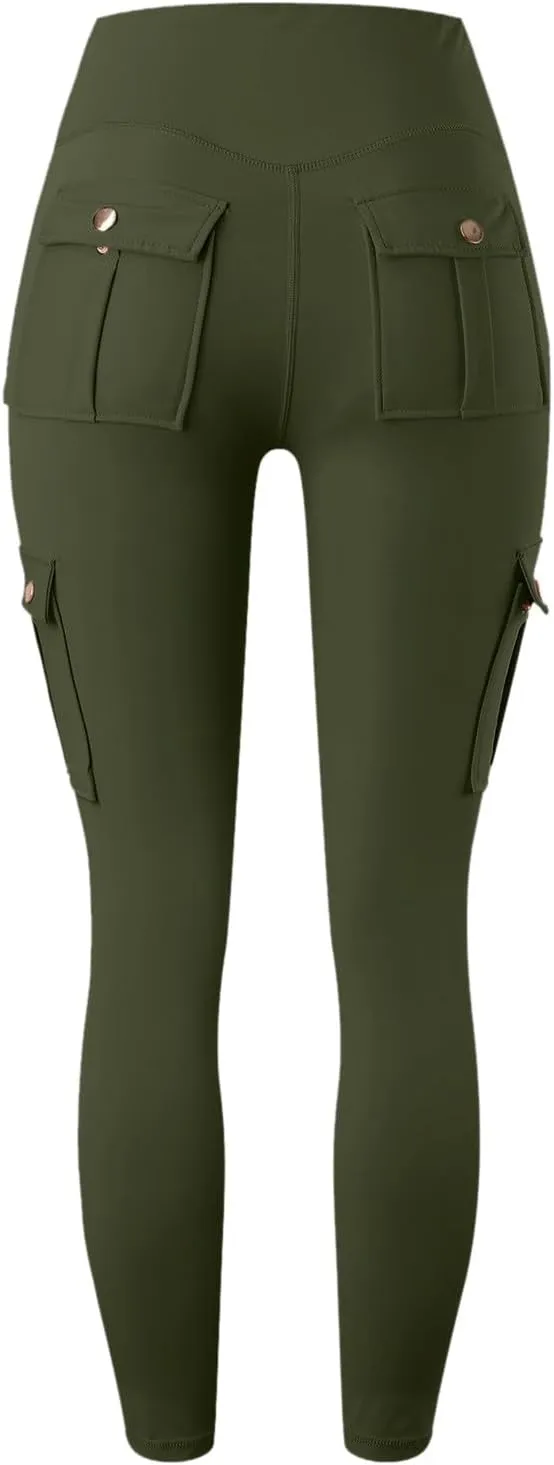 Pants for Women Summer Elastic High Waist Athletic Pants Comfy Casual Workout Trousers with Multiple Pockets 2025