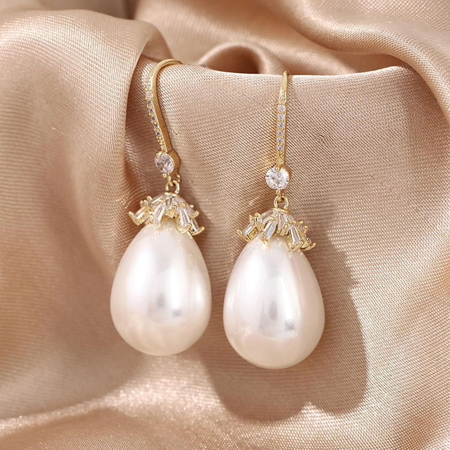 Pearl Drop Earrings for Women Handpicked White Pearl Dangle Earrings Everyday Jewelry Pearl Earrings
