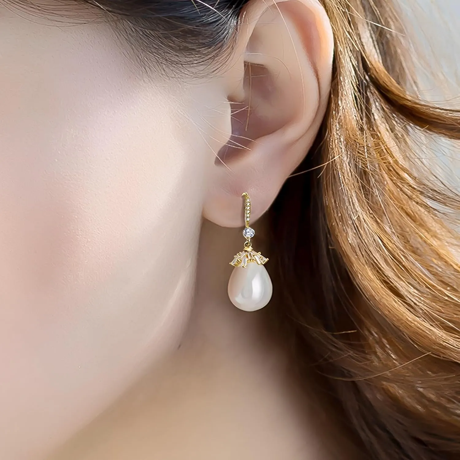 Pearl Drop Earrings for Women Handpicked White Pearl Dangle Earrings Everyday Jewelry Pearl Earrings