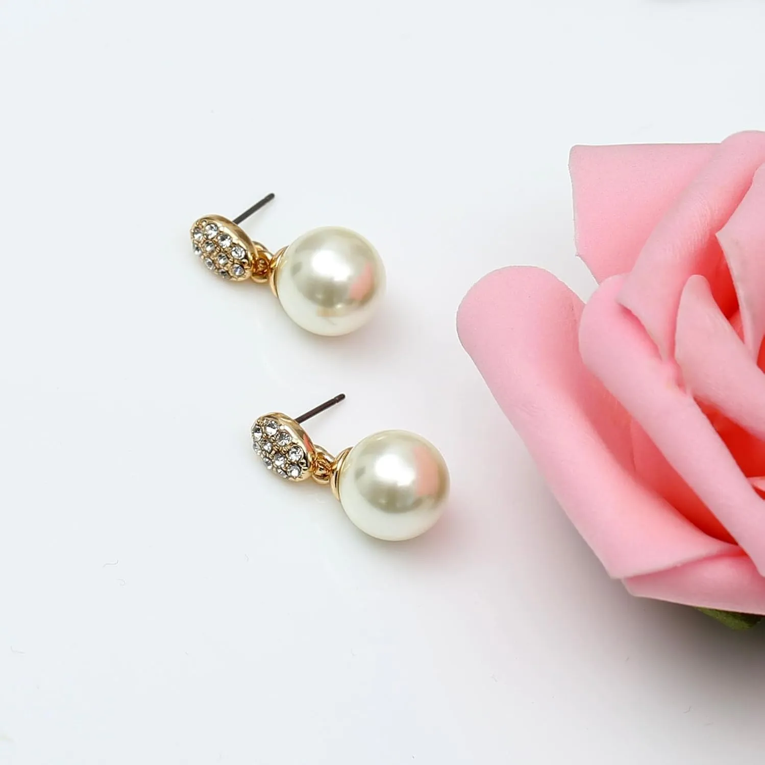 Pearl Earrings for Women dangling 14K Gold Pearl Drop Earrings Stud 5A Diamond Dangle Fashion Elegent Jewelry